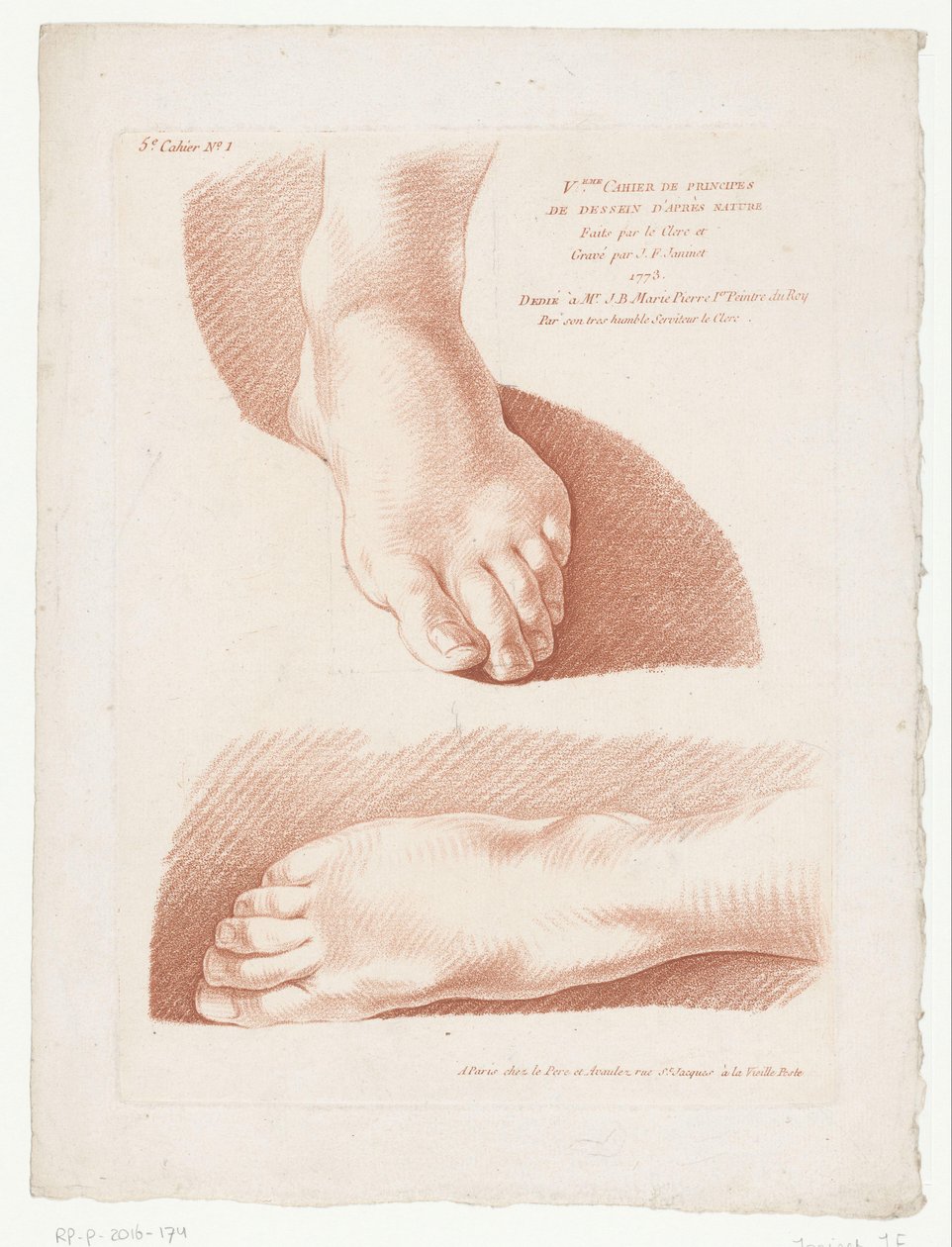 Title Page with Two Feet (series title: Compositions with Parts of the Human Body, V.eme Cahier de principes de dessein d