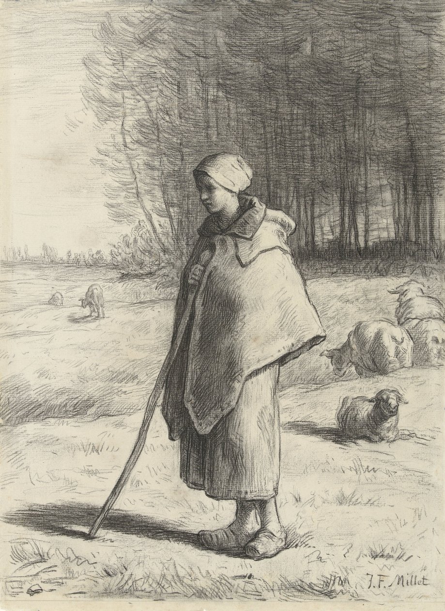 Shepherdess by Jean-Francois Millet