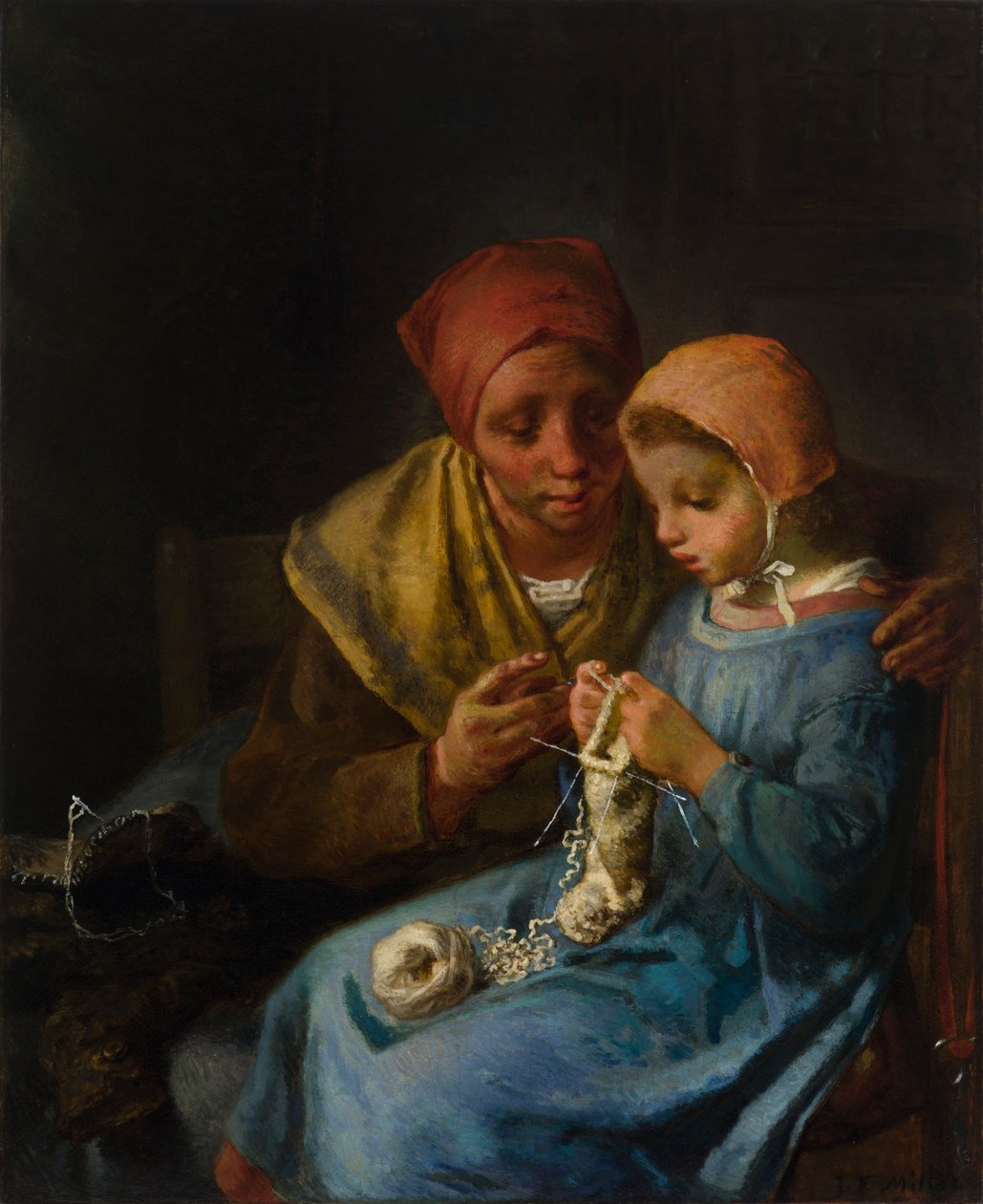 The Knitting Lesson by Jean-Francois Millet