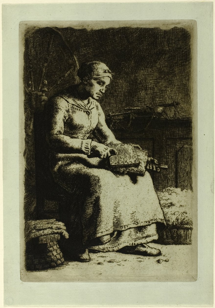 The Wool-Carder by Jean-Francois Millet