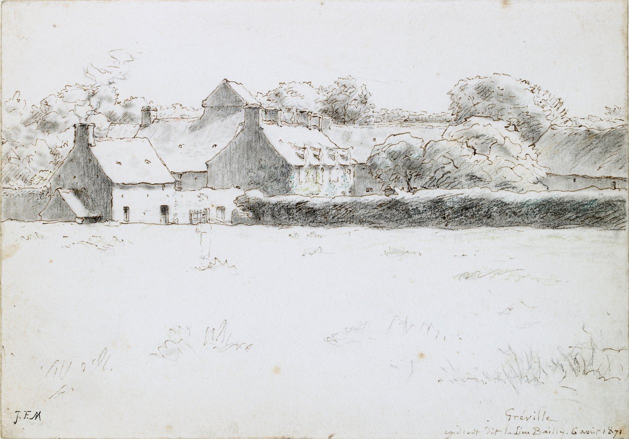View of Farm Buildings Across a Field by Jean-Francois Millet