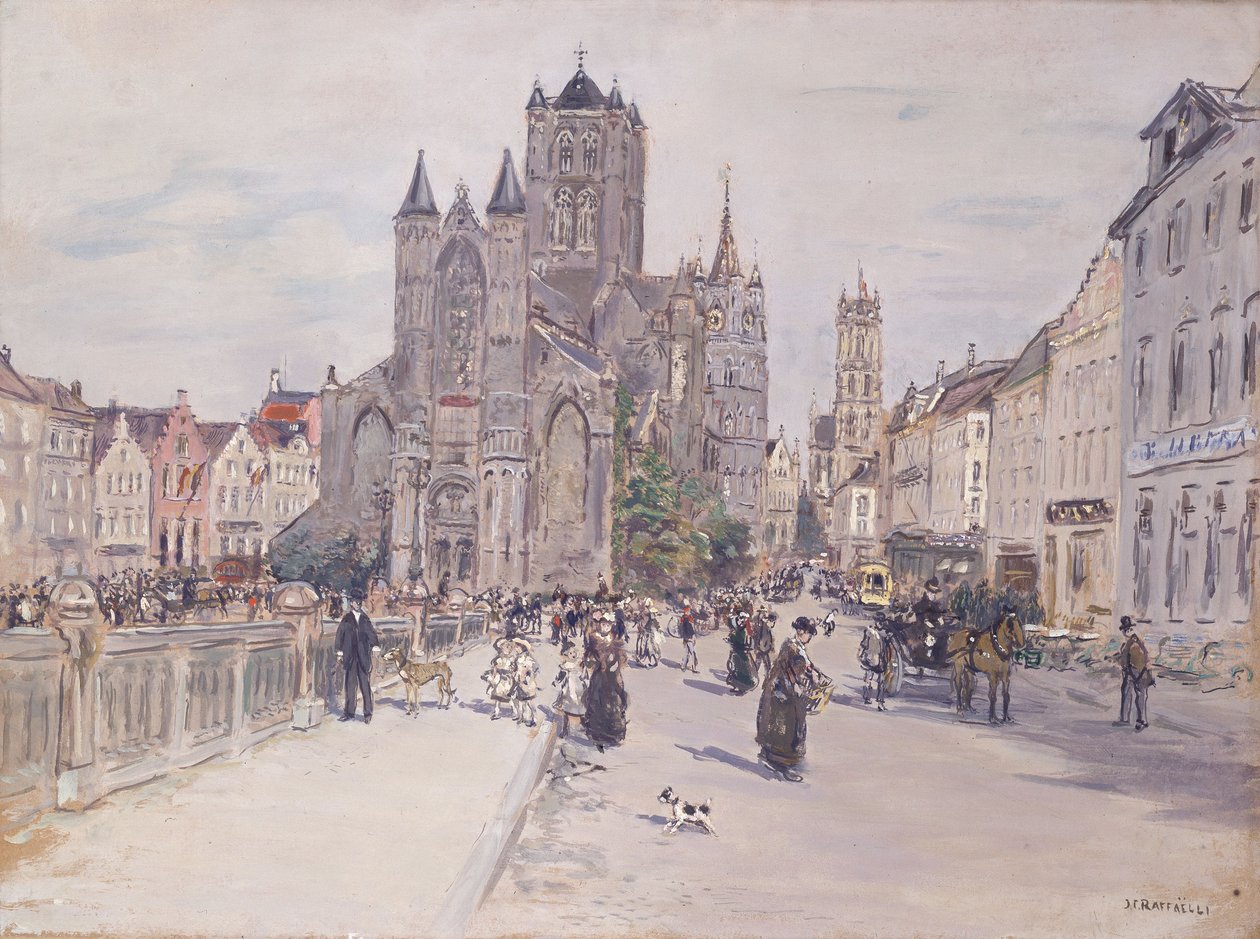 View of St. Nicholas Church in Ghent by Jean Francois Raffaelli