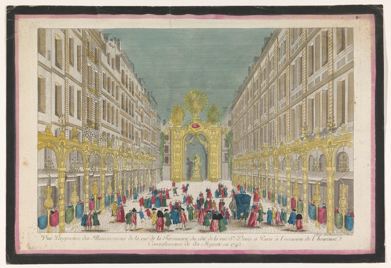 View of the Decoration of the Rue de la Feronnerie in Paris on the Occasion of the Recovery of Louis XV, King of France, in 1745 by Jean François Daumont