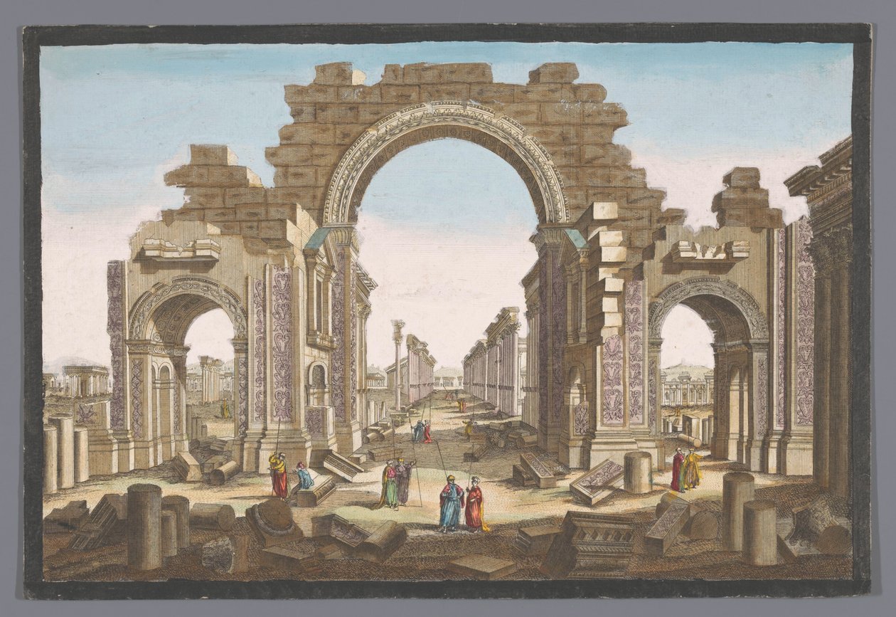View of the Ruins of the Arch of the Colonnade at Palmyra, Seen from the East by Jean François Daumont
