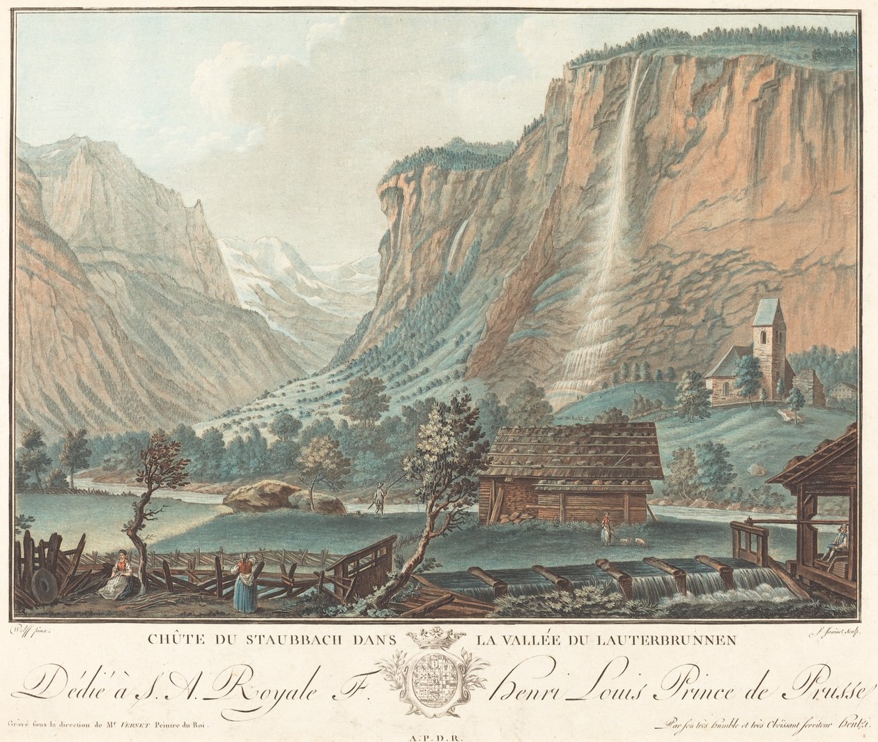 Falls at Staubbach in the Lauterbrunnen Valley by Jean François Janinet after Caspar Wolf