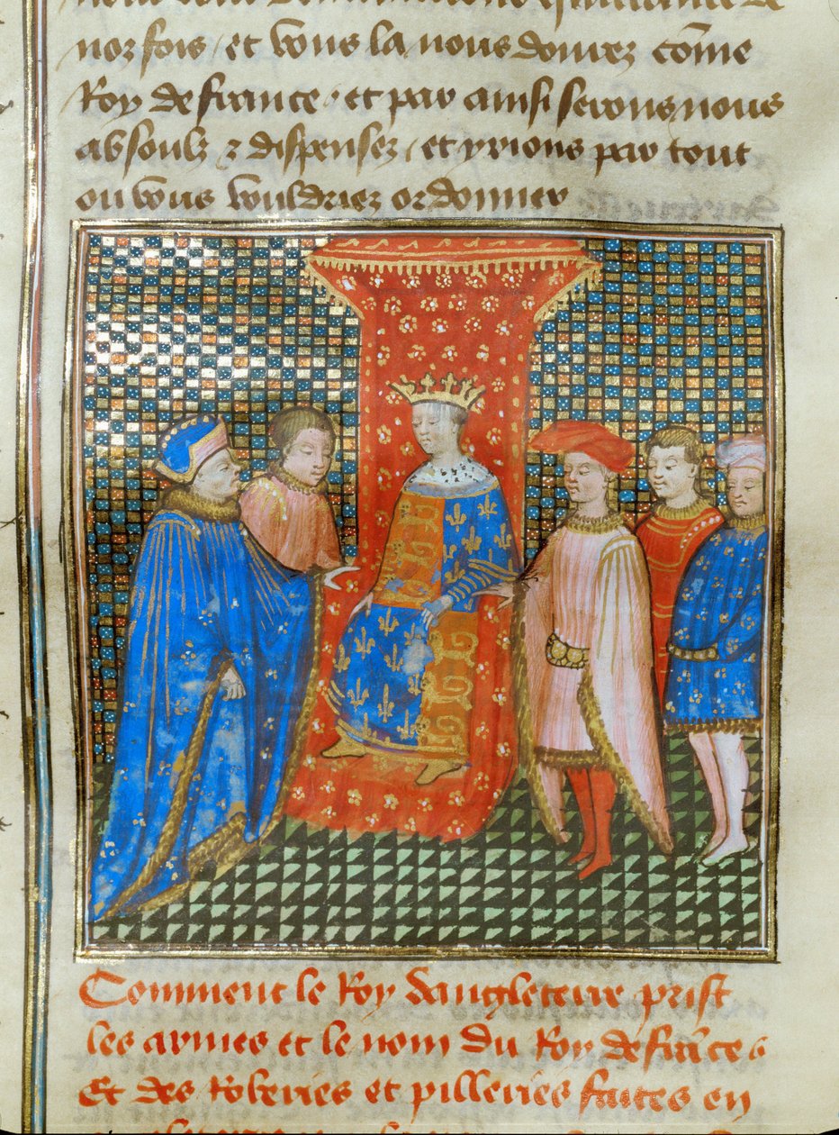 English King Edward III on His Throne Listening to a Speech by Robert of Artois by Jean Froissart