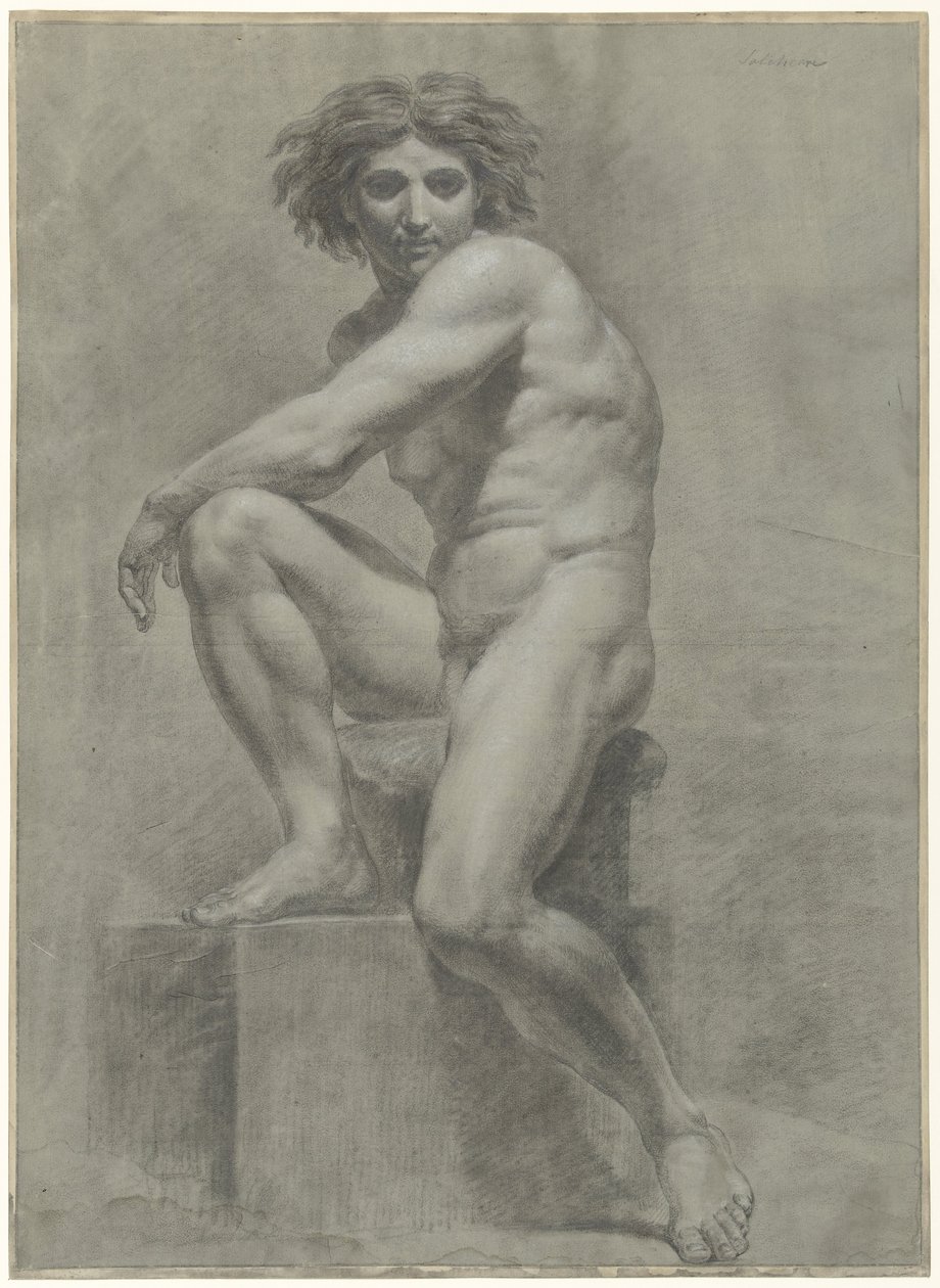 Seated Male Nude Solleticare by Jean Grandjean