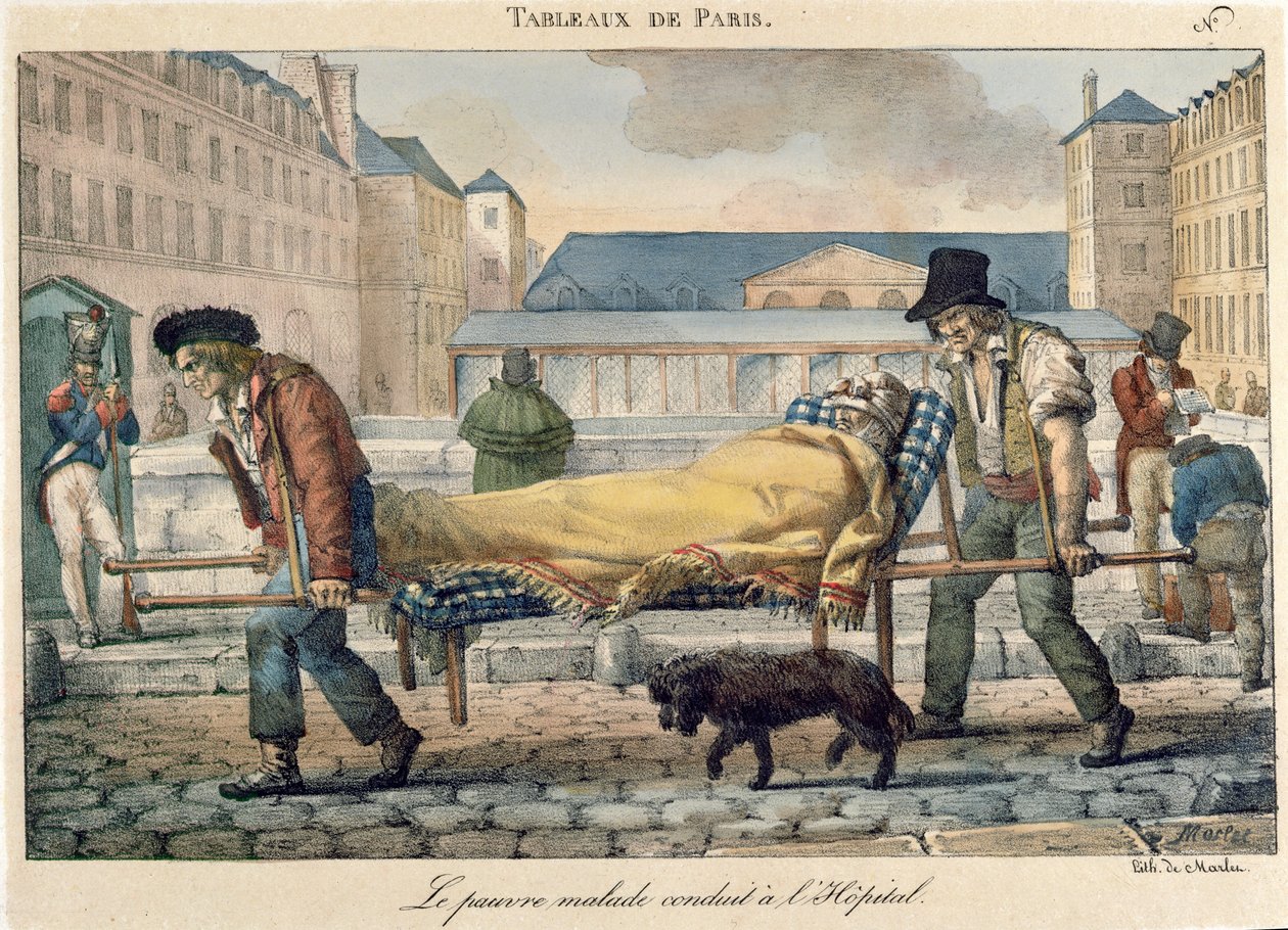 An invalid being carried to the hospital, from the 'Tableaux de Paris ...