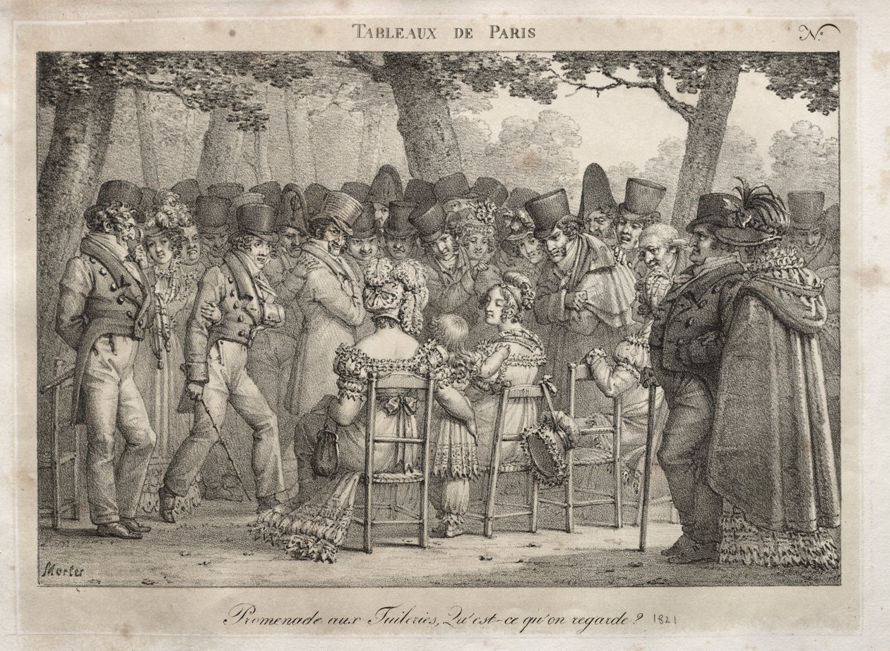 Scenes of Paris: Promenade in the Tuileries. What are they looking at? by Jean Henri Marlet