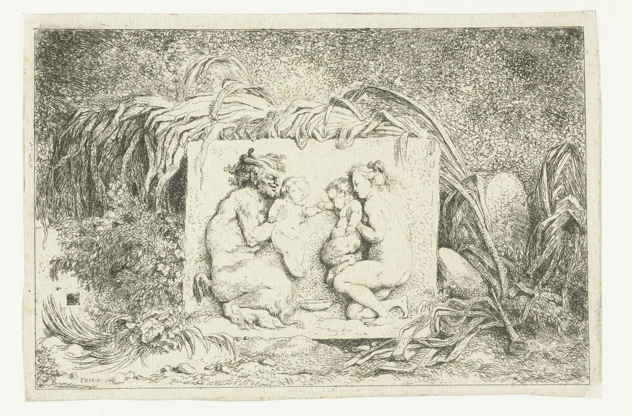 Satyr and Nymph with Two Children by Jean-Honore Fragonard