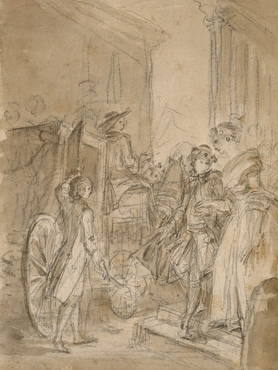 The Departure by Coach by Jean-Honore Fragonard