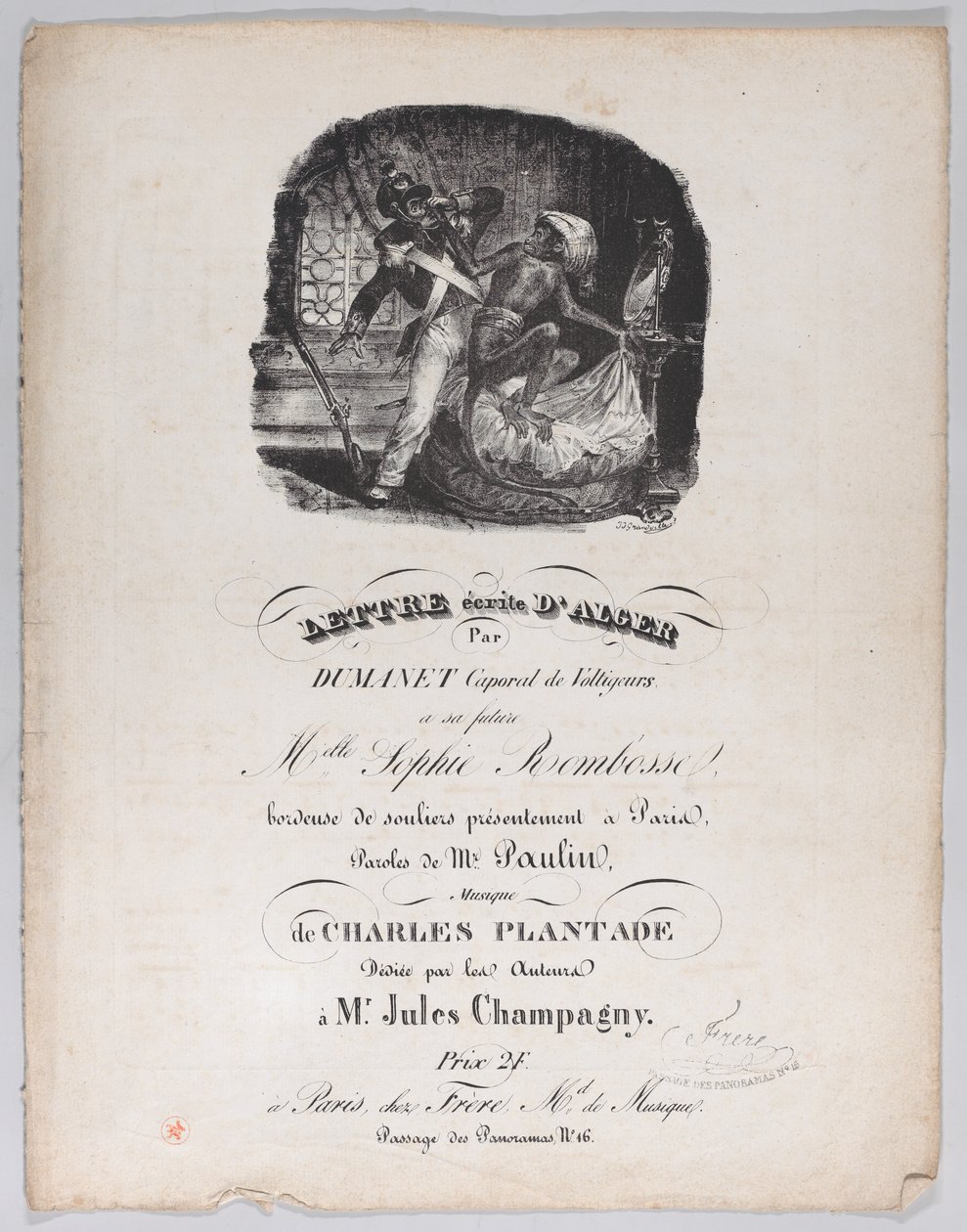Letter Written from Alger by Jean Ignace Isidore Gérard