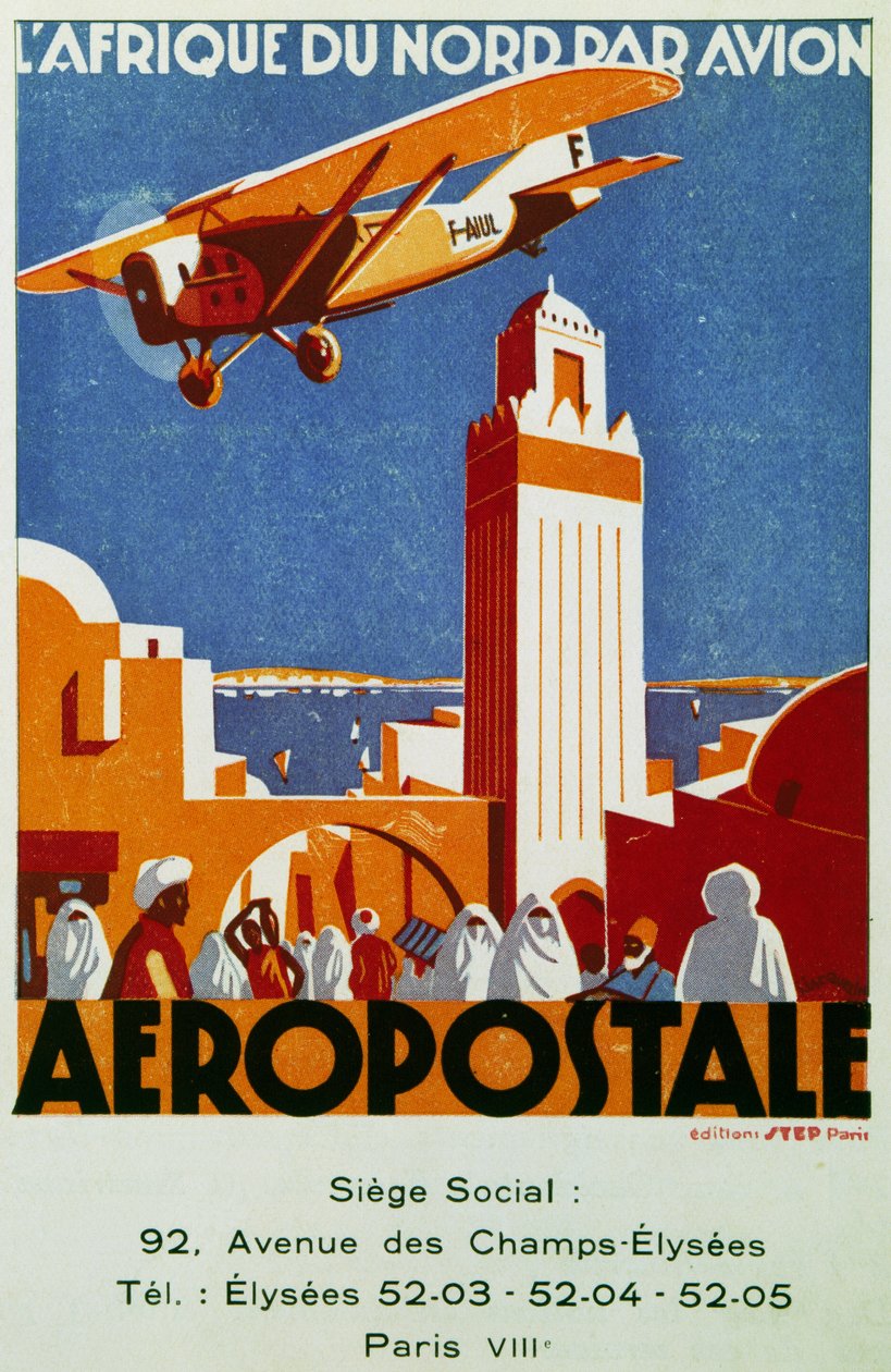 Aeropostale, air links with North Africa, billboard, France by Jean Jacquelin