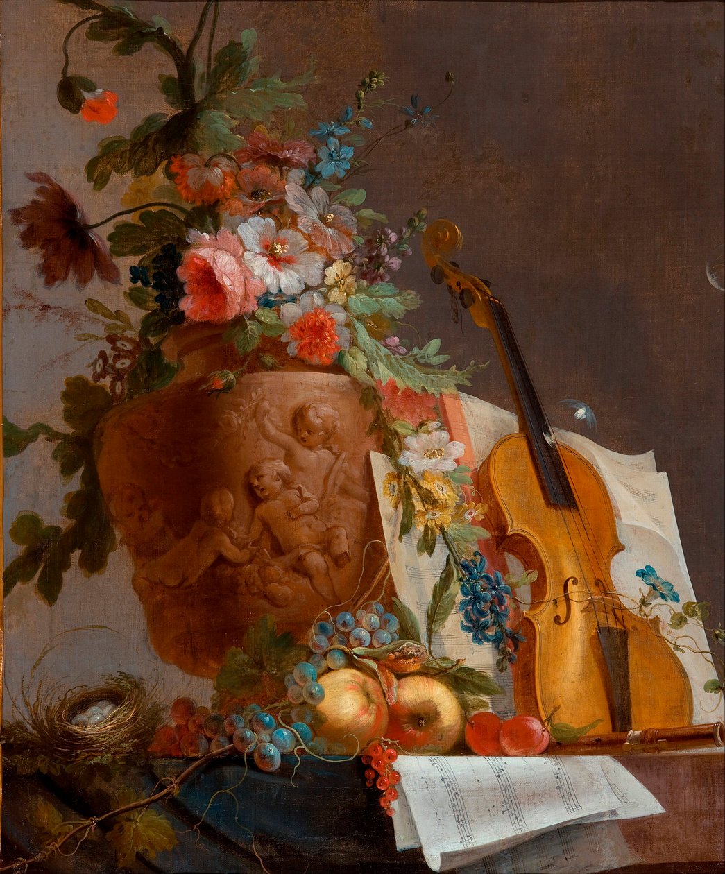Still Life with Flowers and a Violin by Jean Jacques Bachelier
