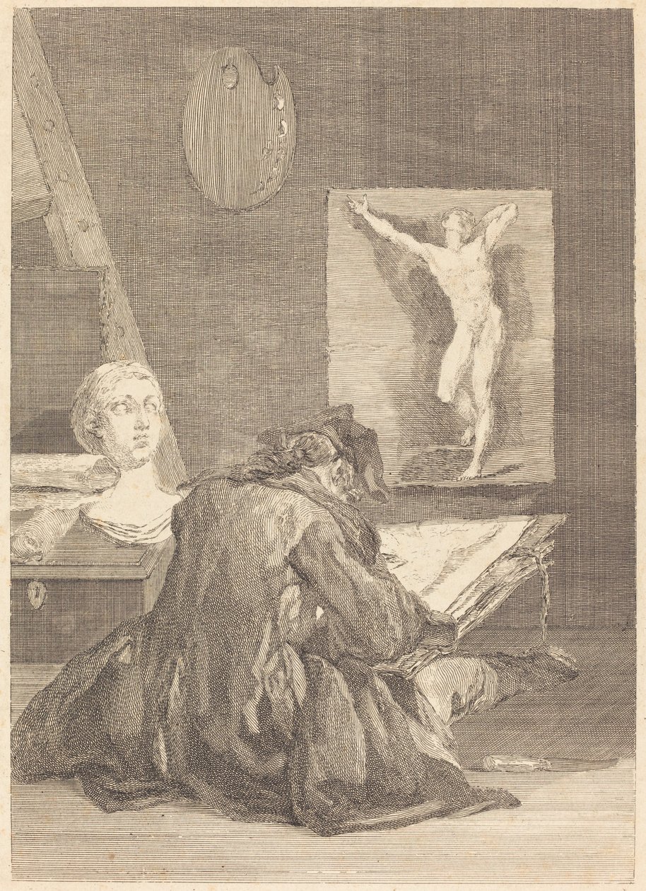 The Draughtsman by Jean Jacques Flipart after Jean Siméon Chardin