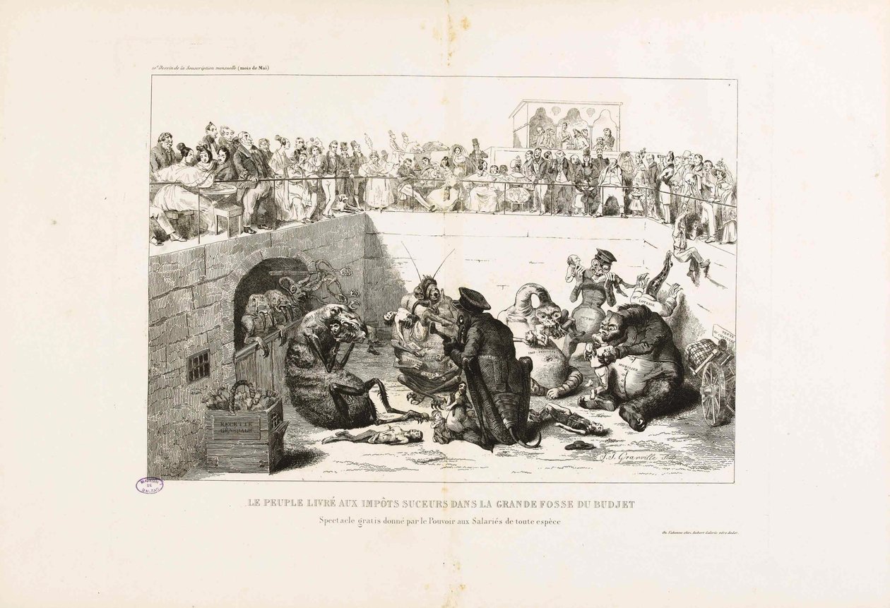 The People Delivered to the Vampire Taxes. From La Caricature by Jean Jacques Grandville