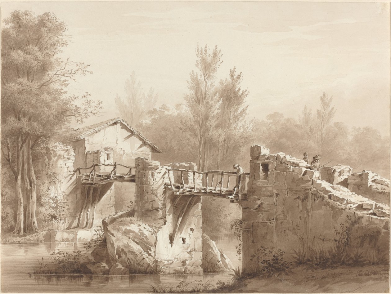 A Country Road across an Ancient Bridge by Jean Jacques de Boissieu