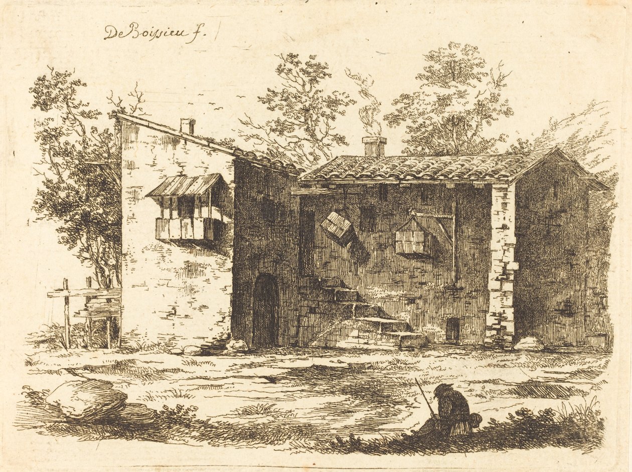 Two Houses with Tile Roofs by Jean-Jacques de Boissieu