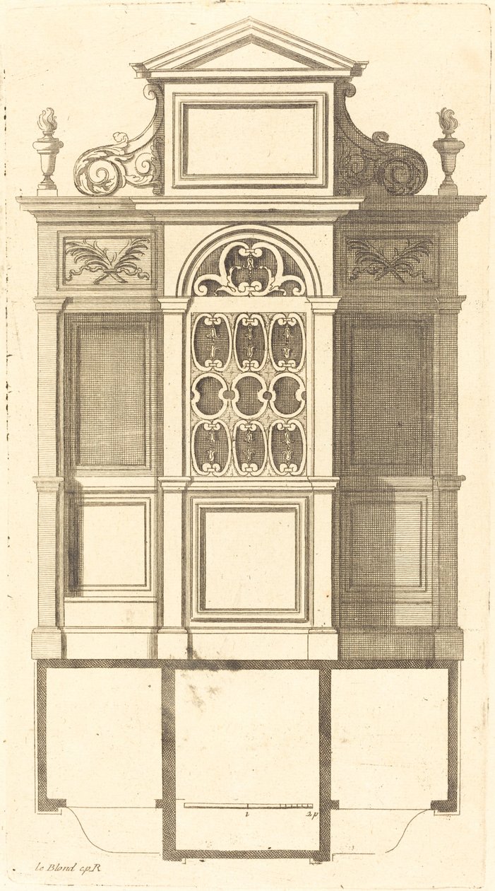 Plan and Elevation of the Most Beautiful Confessionals of Paris, Very Faithfully Measured by Jean Le Blond
