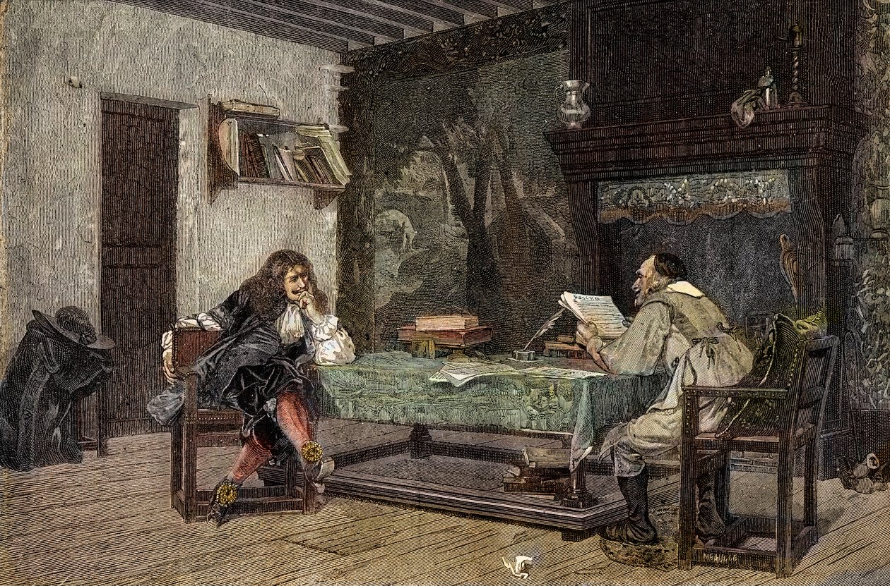 Collaboration between Jean Baptiste Moliere and Pierre Corneille (engraving after the painting by Jean-Leon Gerome) by Jean Leon (after) Gerome