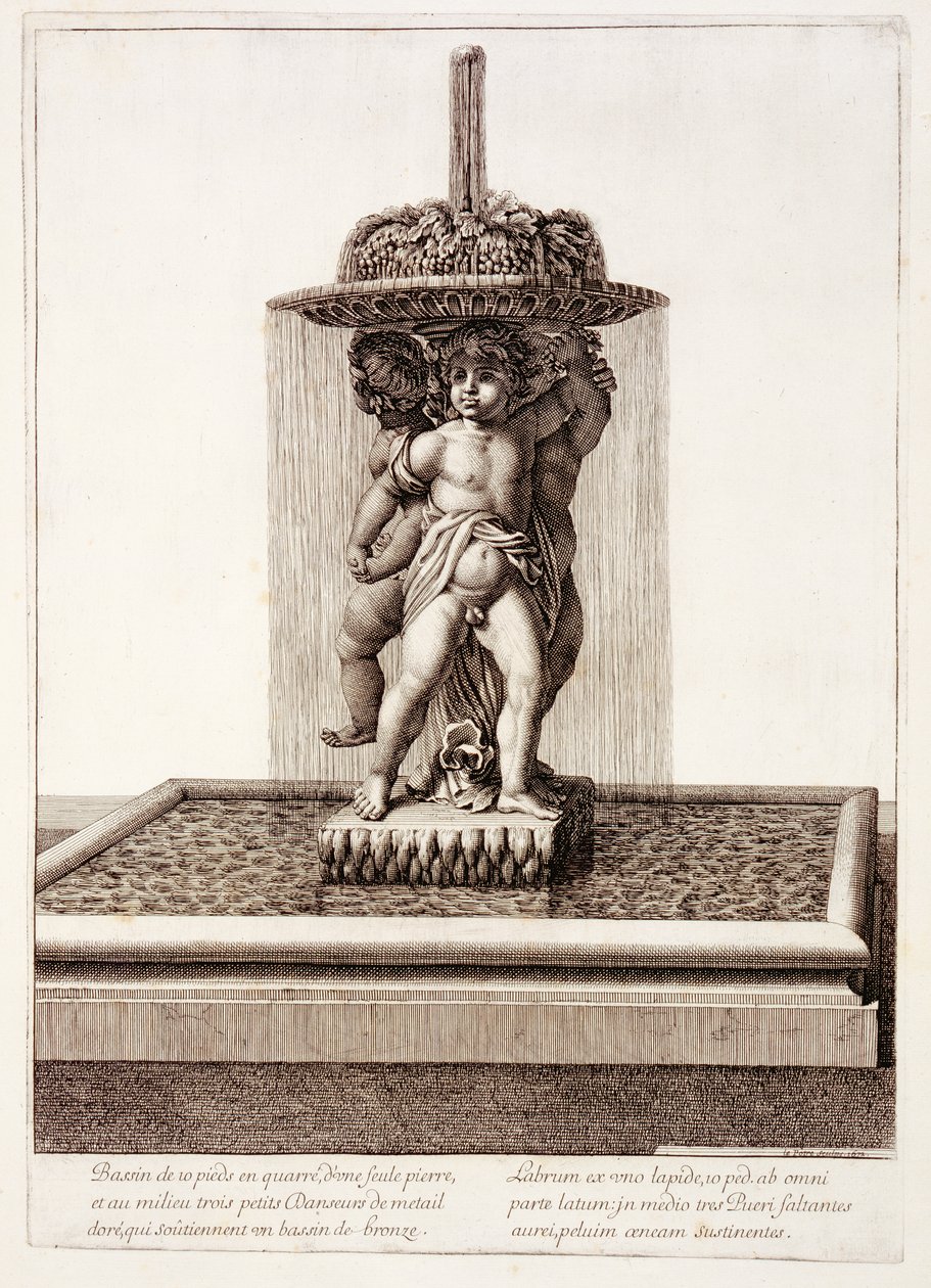 Fountain with three gilded dancers at Versailles by Jean Lepautre