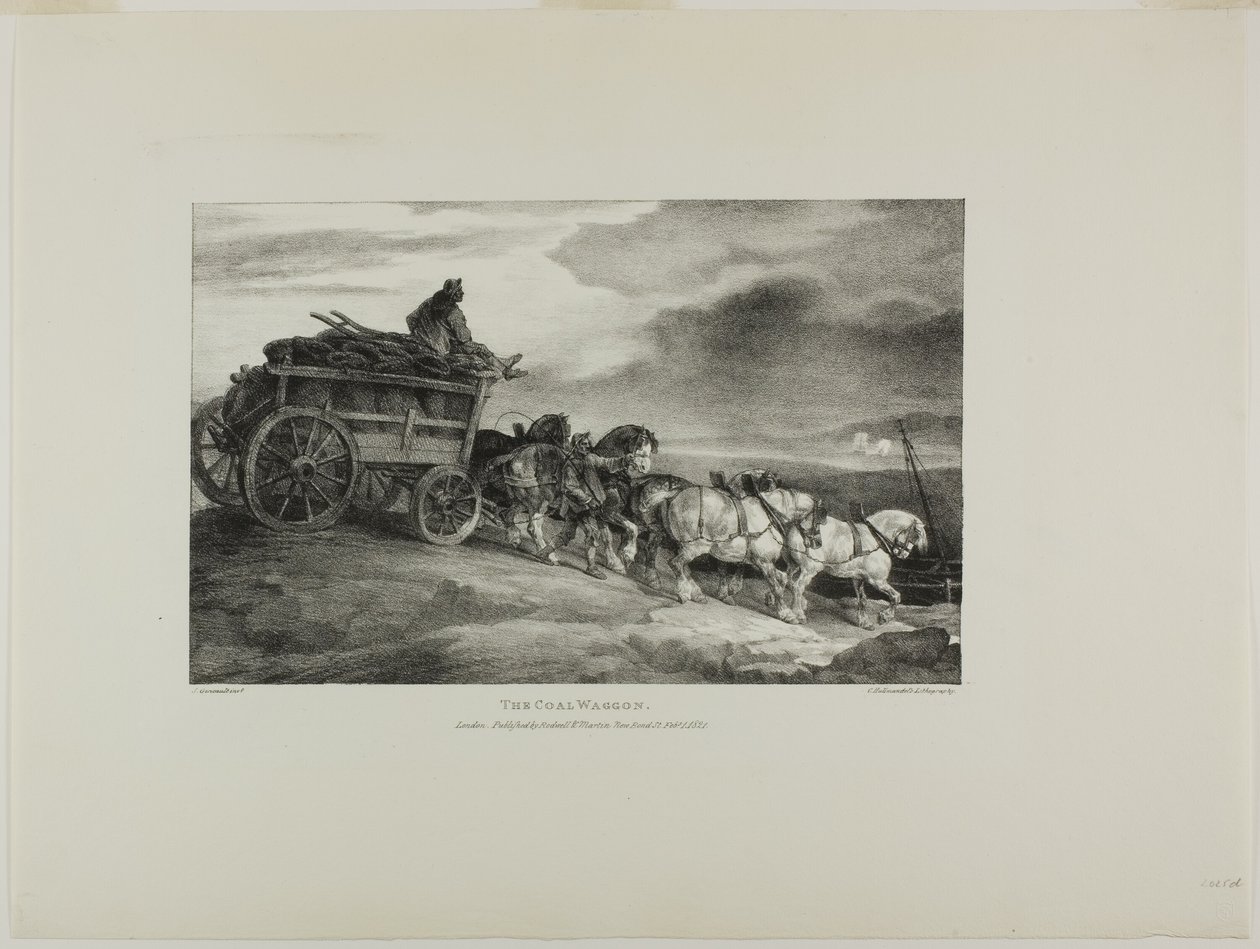 The Coal Wagon, plate 7 from Various Subjects Drawn from Life and on Stone (The English Suite) by Jean Louis André Théodore Géricault