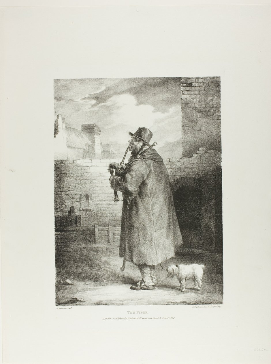 The Piper, plate 1 from Various Subjects Drawn from Life and on Stone (The English Suite) by Jean Louis André Théodore Géricault