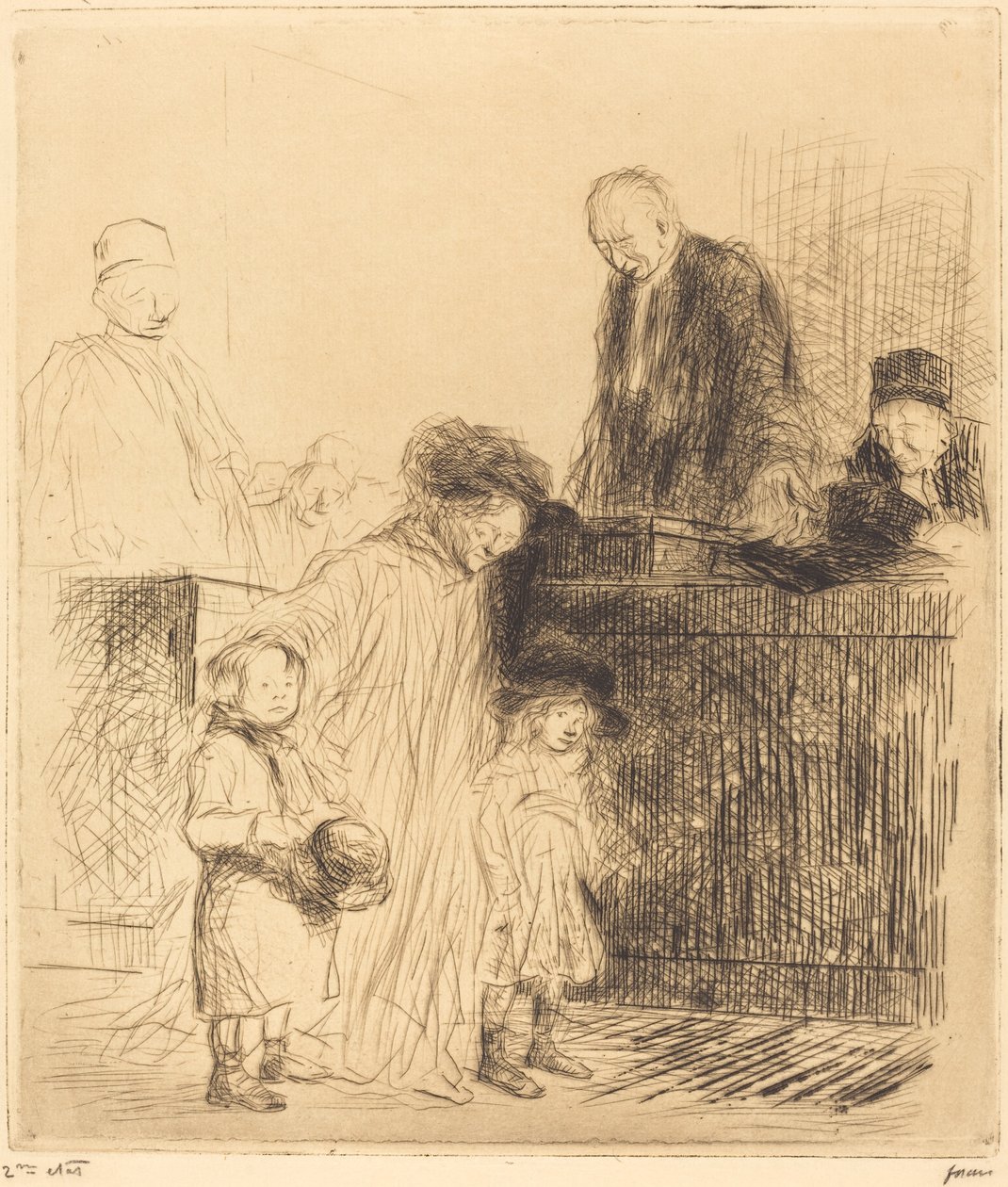 Coming Out of the Hearing (first plate) by Jean-Louis Forain