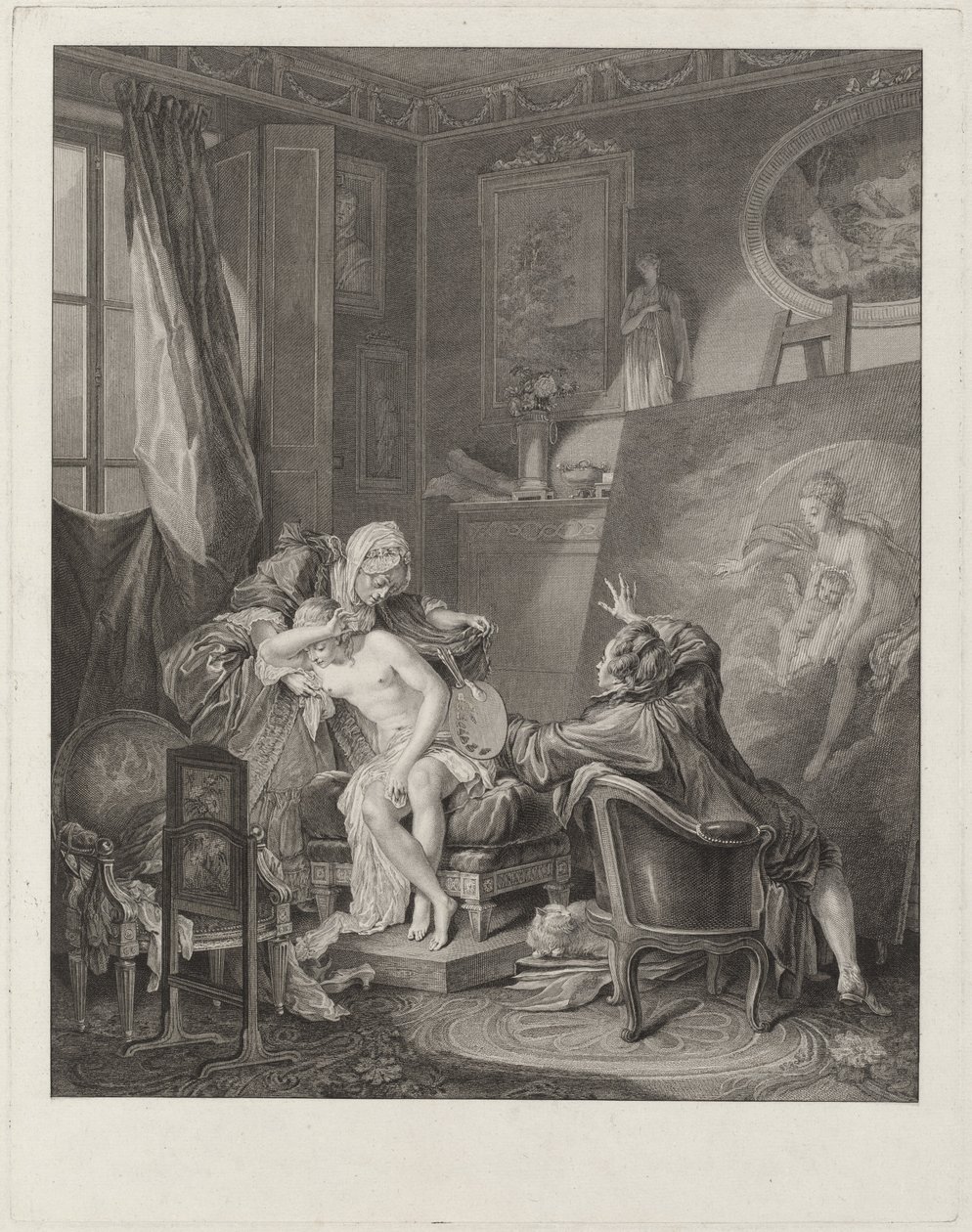 The Honest Model by Jean Michel Moreau and Jean Baptiste Blaise Simonet after Pierre Antoine Baudouin