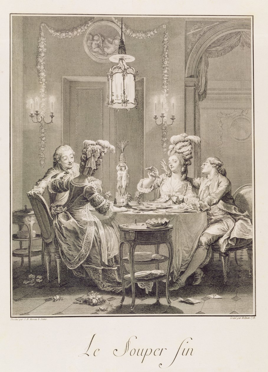 The Fine Supper, engraved by I.S. Helman by Jean Michel the Younger Moreau