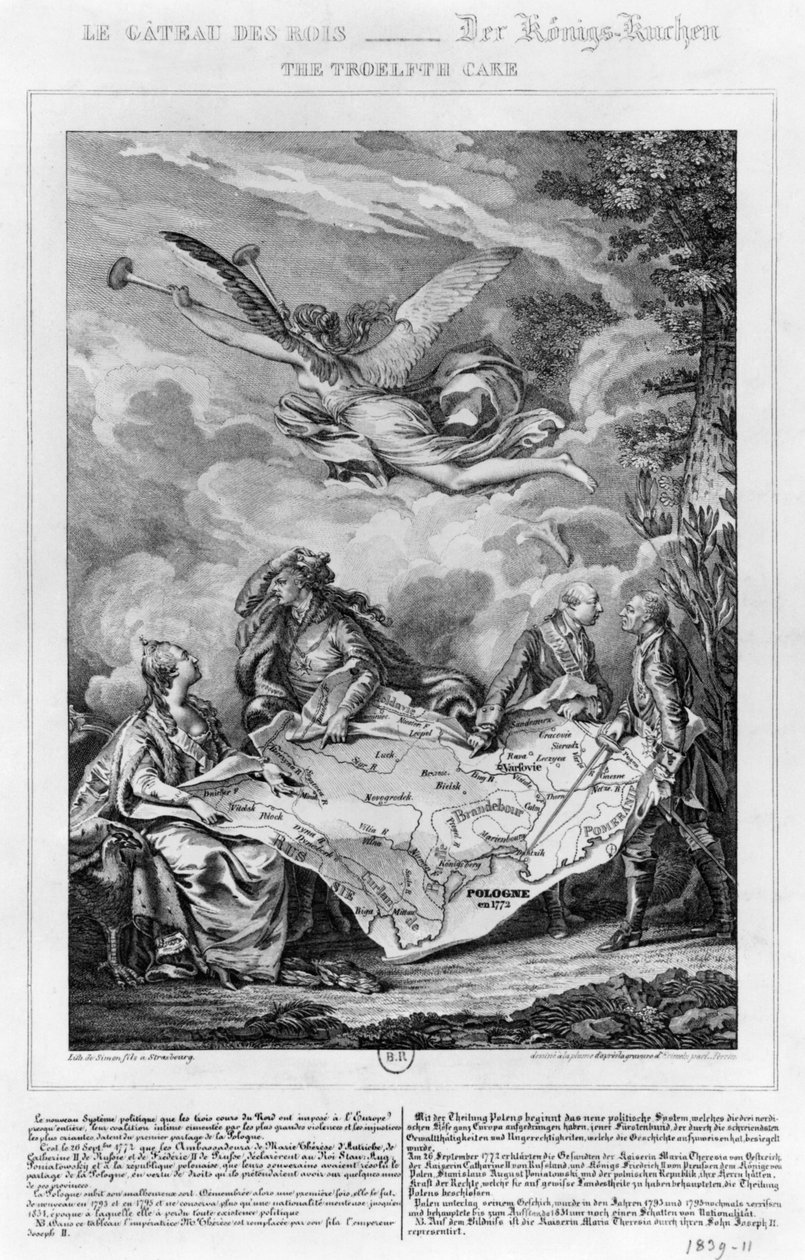 The Troelfth Cake, first partition of Poland on the 26th September 1772, engraved by Noel Le Mire (1724-1800) by Jean Michel the Younger Moreau