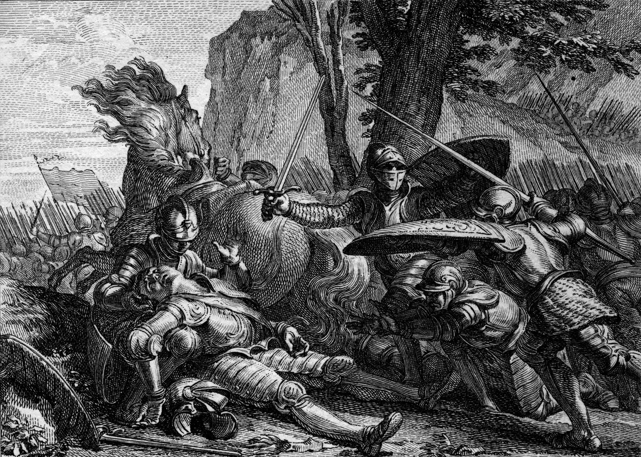 Roland Died During the Battle of Roncesvaux Between the Army of Charlemagne and That of the Saracens. 778. Engraving by Jean Michel Moreau, dit Moreau le Jeune (1741-1814) by Jean Michel the Younger Moreau