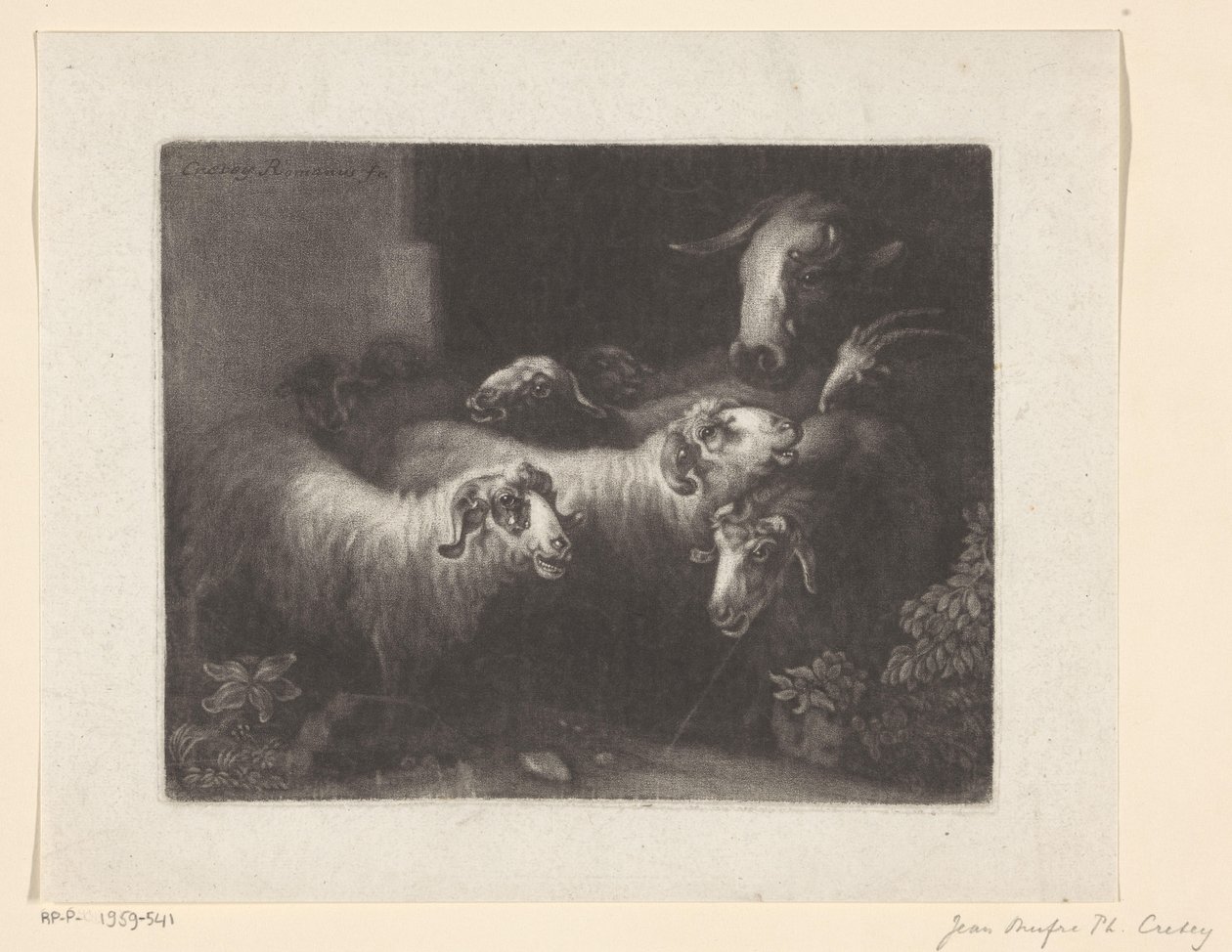 Flock of Sheep with a Cow by Jean Onufre Philippe Cretey