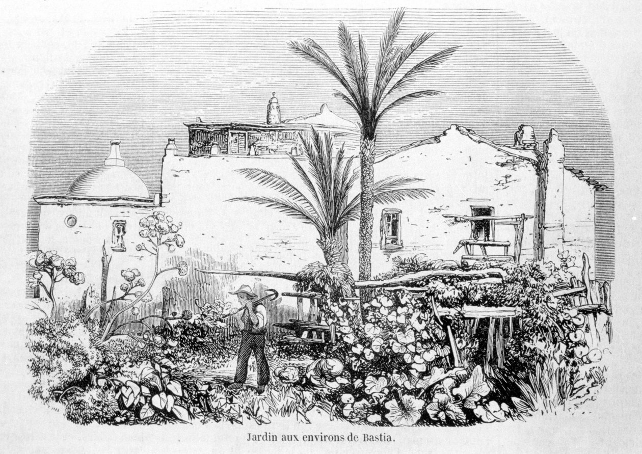 Gardens Around Bastia. Engraving by Laurens by Jean Paul Laurens
