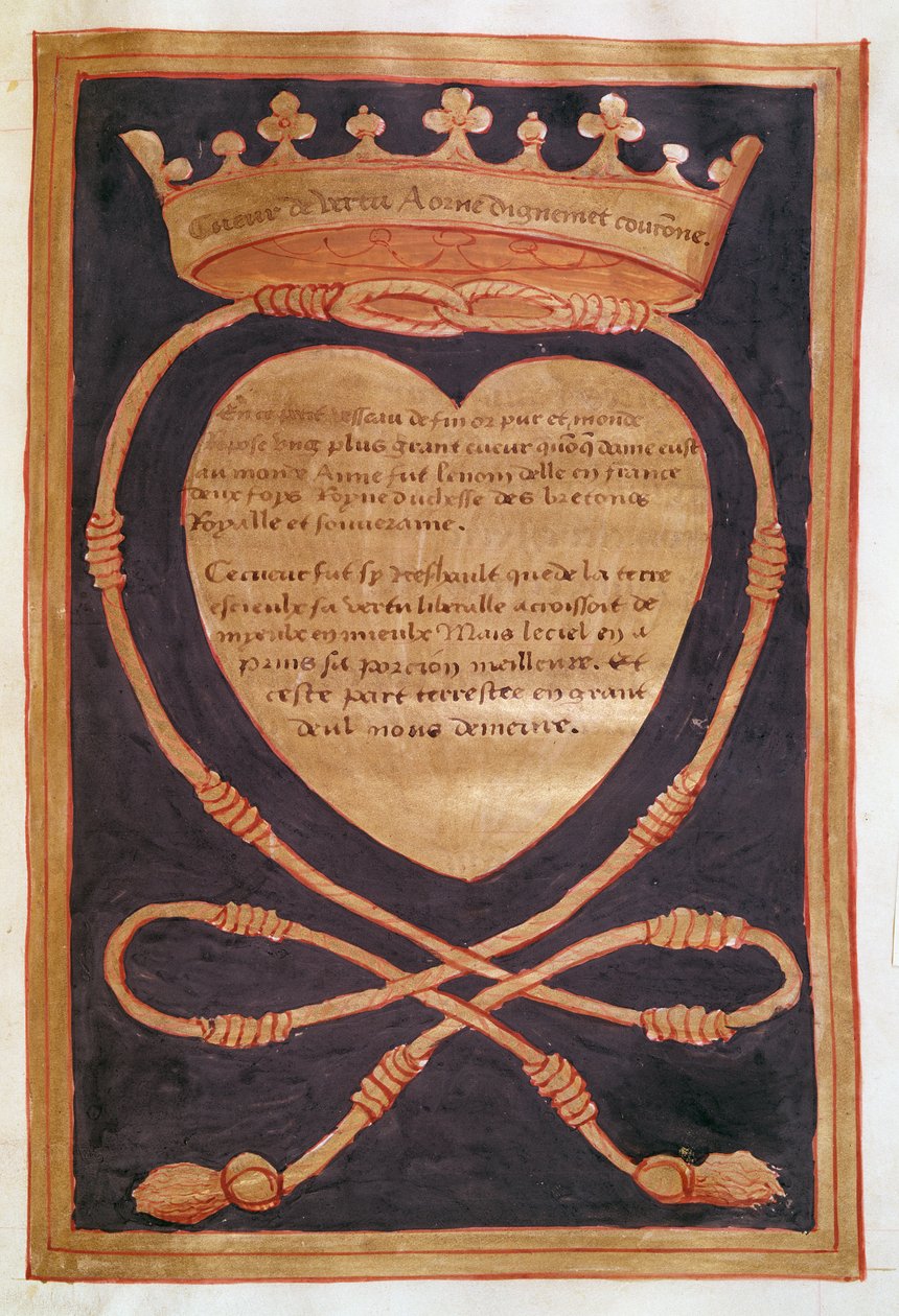 The Crowned Heart of Courage, from the Account of the Funeral of Anne of Brittany by Jean Perreal