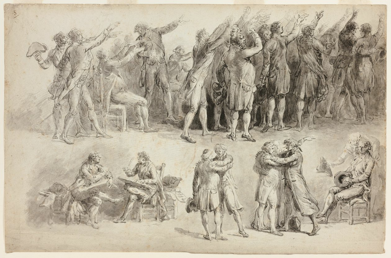 Studies for the Oath of the Tennis Court by Jean Pierre Norblin de La Gourdaine