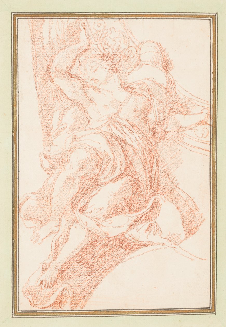 Ceiling Detail of Figure and Decorative Motif by Jean-Robert Ango