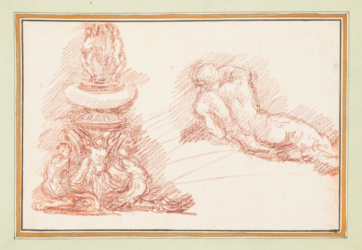 Fountain and Nude Male Figure by Jean-Robert Ango