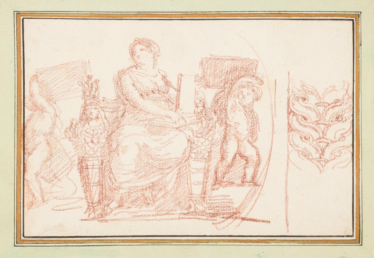 Seated Female Figure with Books and Putti by Jean-Robert Ango