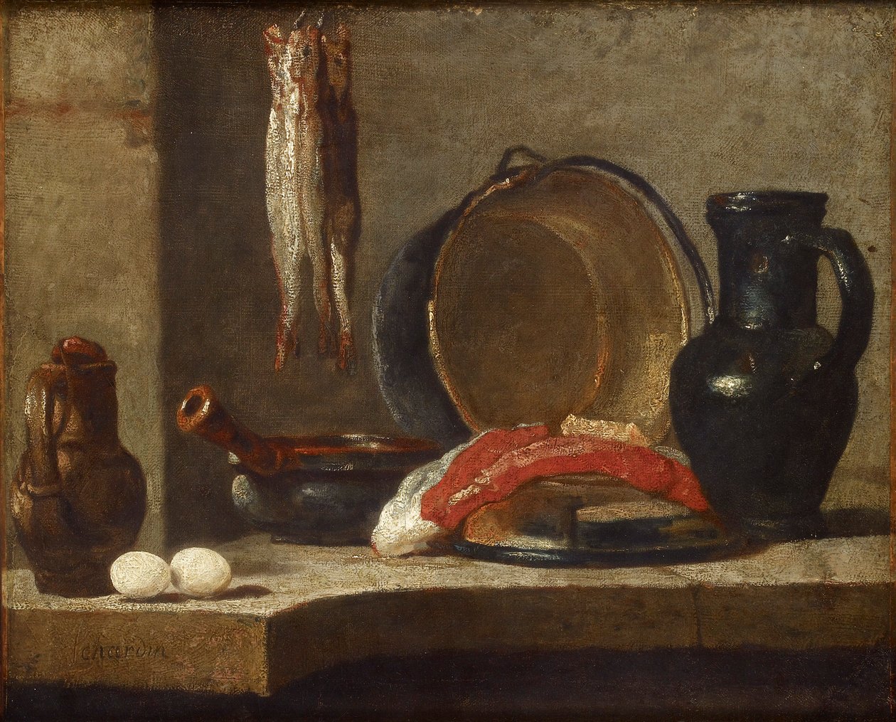 Still Life of Kitchen Utensils, c1733-1734