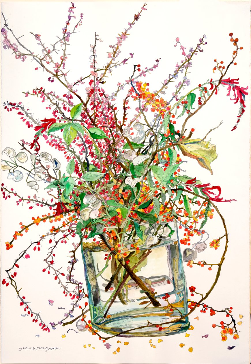 Bittersweet, Barberry, Honesty, Pineapple Sage by Jean Swan Gordon