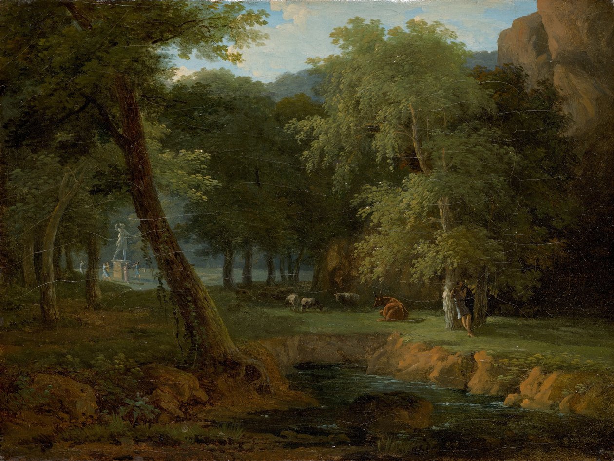 Woodland Scene with Nymphs and a Herm, c.1810 by Jean Victor Bertin