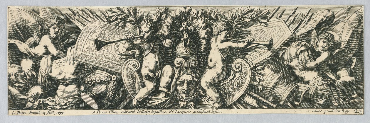 Friezes: Trophies of Arms and Putti by Jean le Pautre