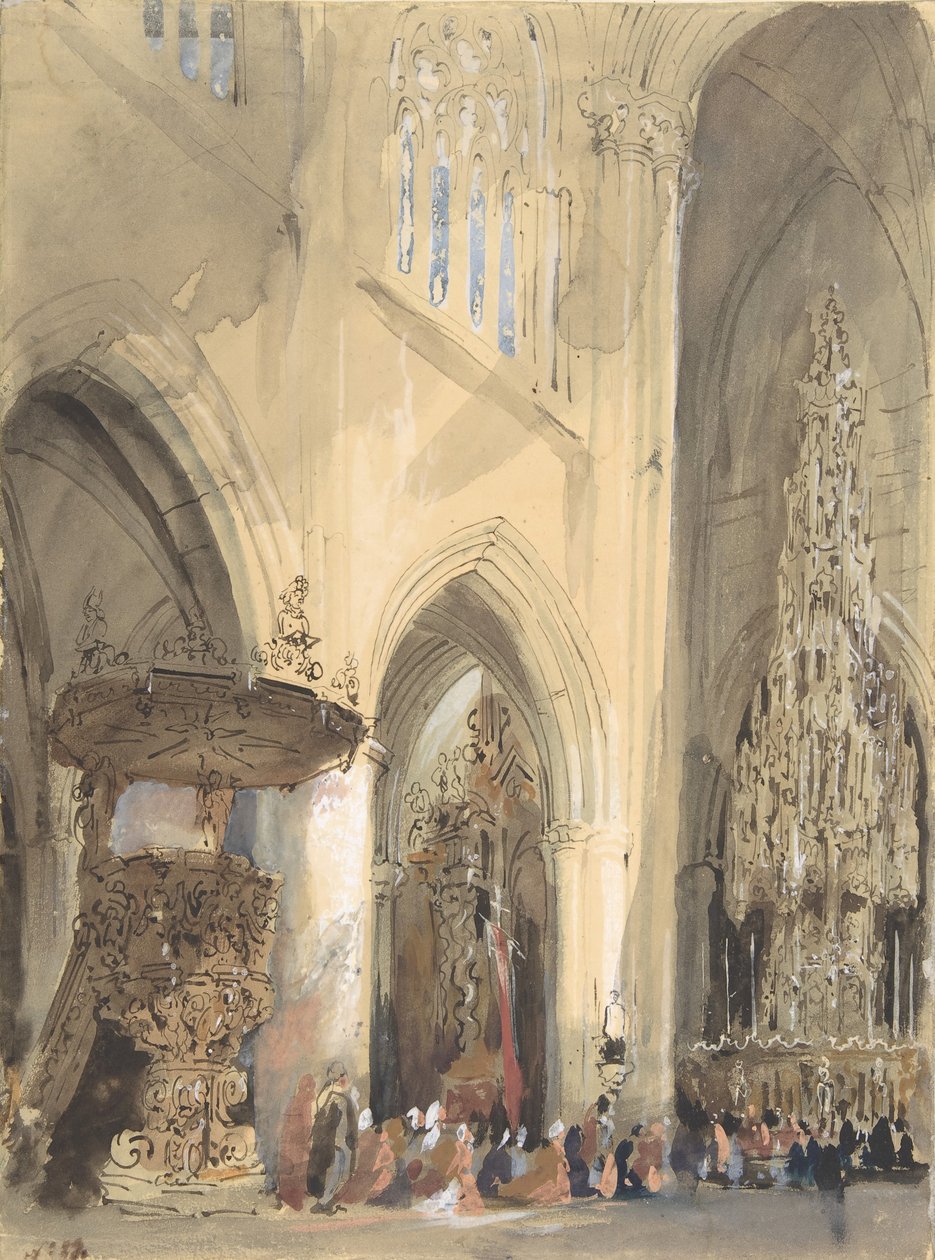 Interior of the Church of St. Jacques, Louvain by Jenaro Pérez Villaamil