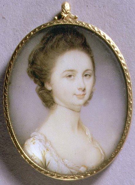 Portrait Miniature of a Lady in a White Dress by Jeremiah Meyer
