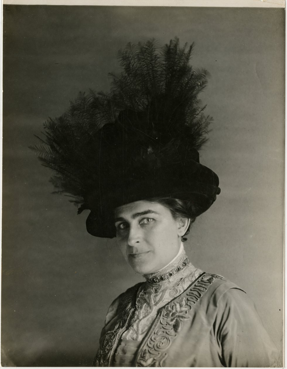 Close up of feathered hat, c.1905-18 by Jessie Tarbox Beals