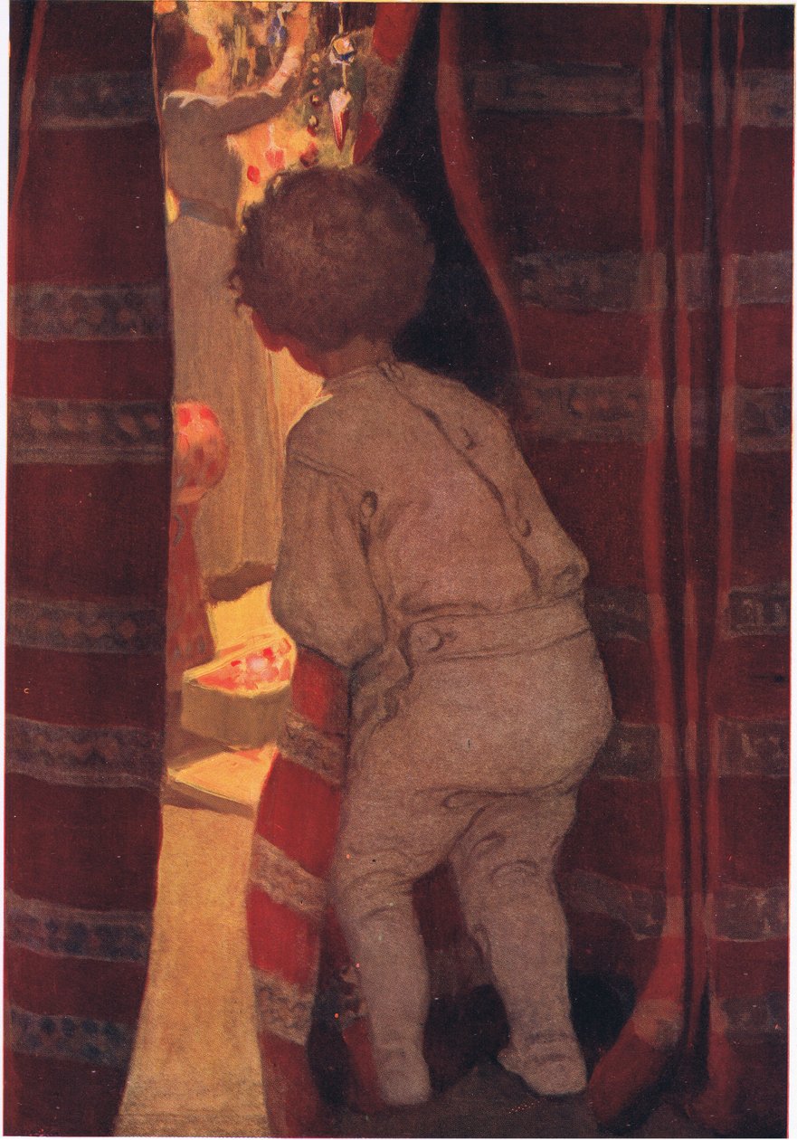 He crept downstairs to take a peep in the parlour by Jessie Willcox Smith