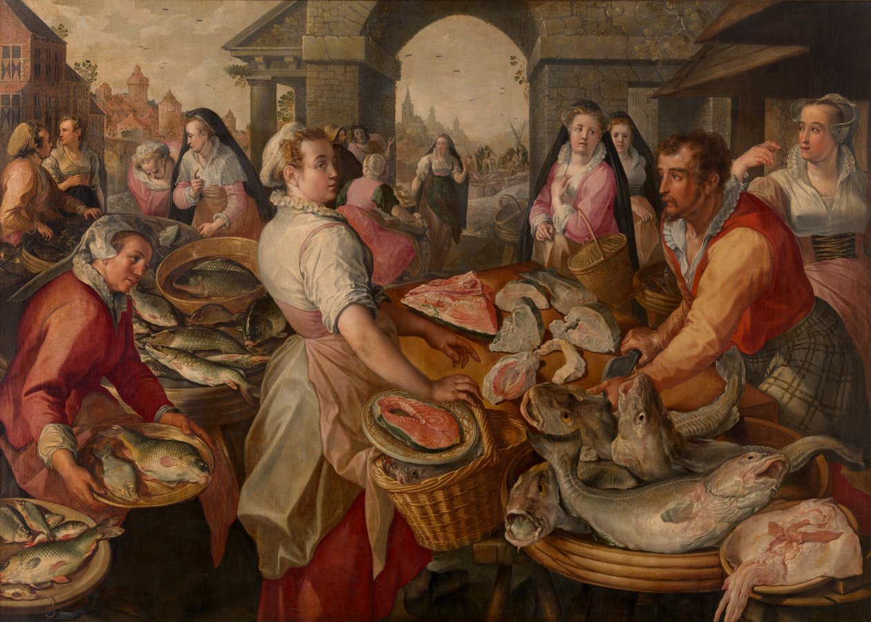 Fish Market by Joachim Beuckelaer or Bueckelaer