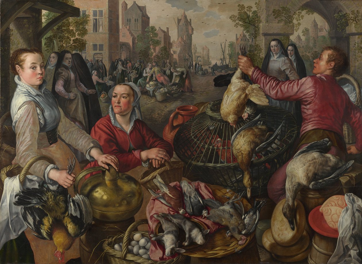 The Four Elements: A Poultry Stall in a Town with the Prodigal Son Beyond - an Allegory of Air by Joachim Beuckelaer