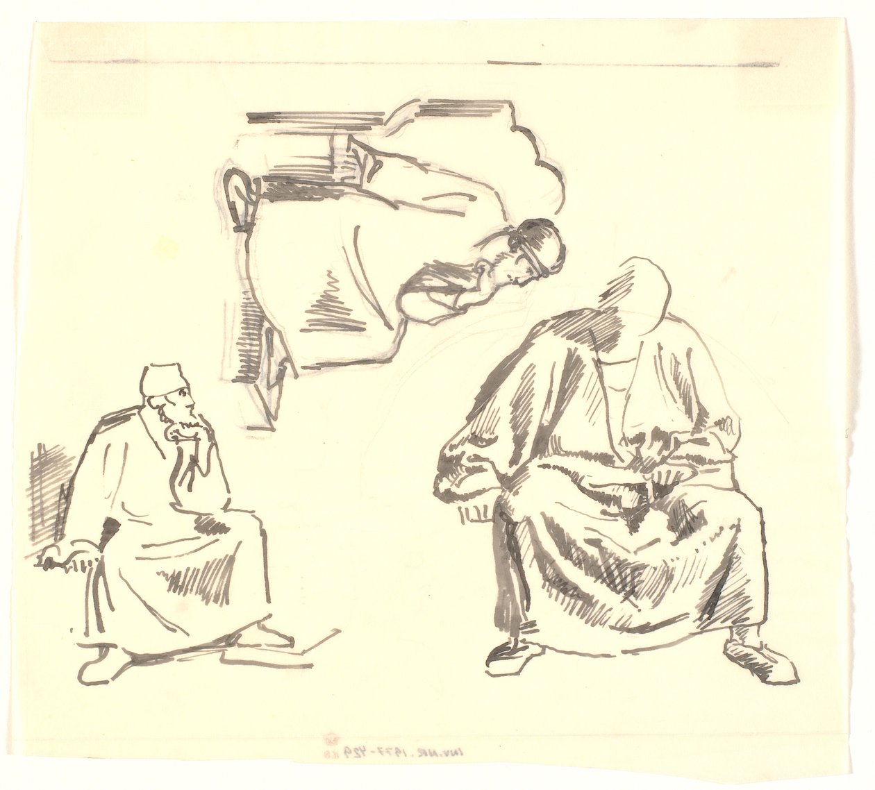 Three Studies of a Seated, Bearded Man. Saul by Joakim Frederik Skovgaard